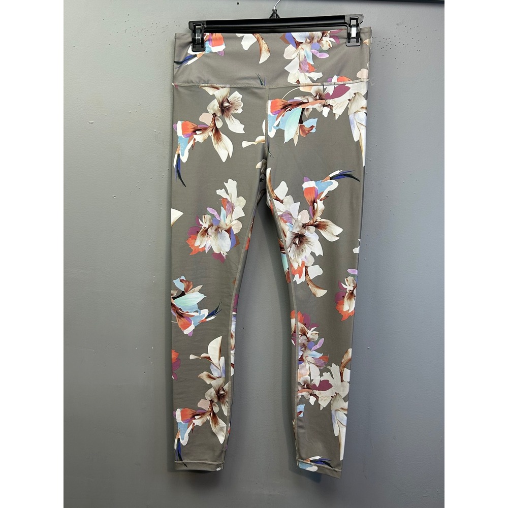 Athleta Leggings Womens LT Grey Floral Elation Hi Rise Tight 353534 Compression